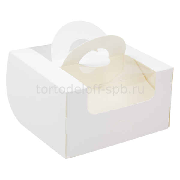 Коробка под бенто-торт с окном, белая, 14х14х8 см