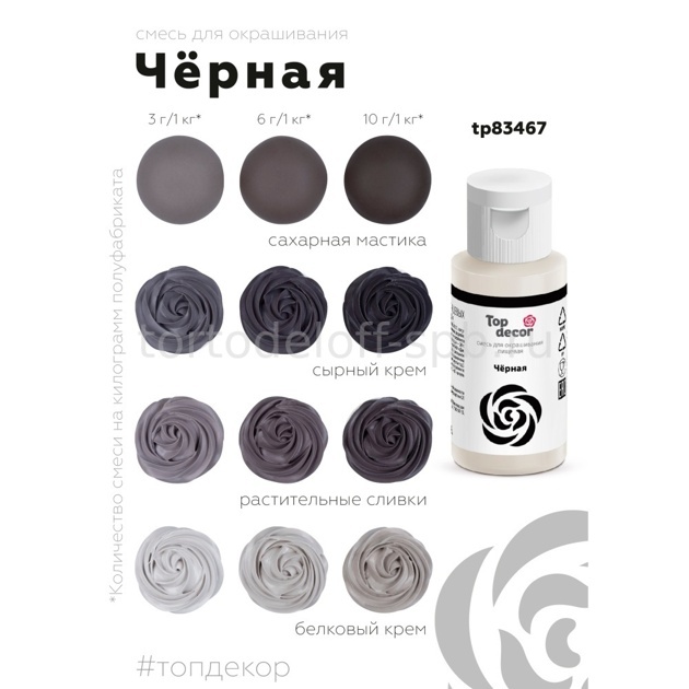 Краситель "TopDecor" ЧЕРНЫЙ гелевый, 30 г